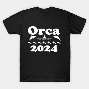 Funny Orca Ocean Boat Humor Whale 2024 Election Orcas 2024 Funny Politics Orca Sinking Boat Election Premium T-Shirt